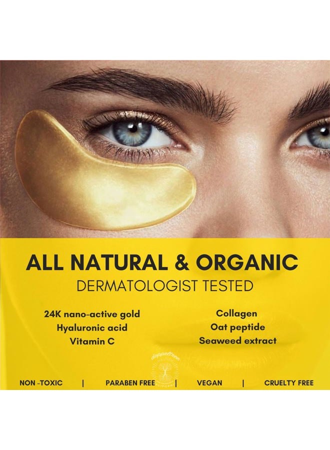 Doppeltree Under Eye Patches & Masks (18 Pairs) - All Natural Anti Aging Treatment for Bags, Puffiness, Wrinkles, & Dark Circles - 24K Gold, Collagen, Hyaluronic Acid, Hydrogel - Formulated in San Francisco - Image 2