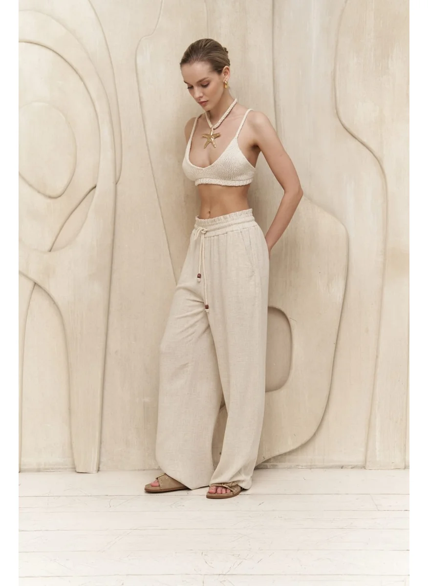 Bohemai Rowena Rope Detail Beige Trousers