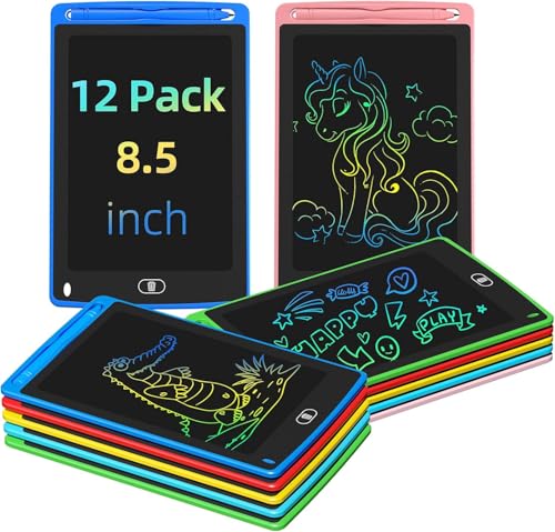 TQU Party Favor 12 Pack LCD Writing Tablet for Kids 85 Inch Colorful Drawing Doodle Board Erasable Doodle Pad for Toddlers Educational Learning Toys Birthday Gifts for Boys Girls Age 3 4 5 6 7 8 - Image 1