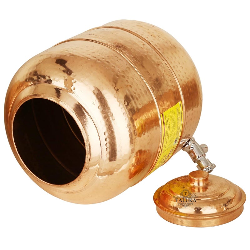 Taluka Taluka Pure Copper Water Pot Storage Tank Matka Dispeser 16 Liters Capacity 16000 ML With 1 Copper Glass 300 ML for Water Drinking and Storing Purposes Healthy Habits Ayurvedic benefits Weight 2200 Grams  - Image 4