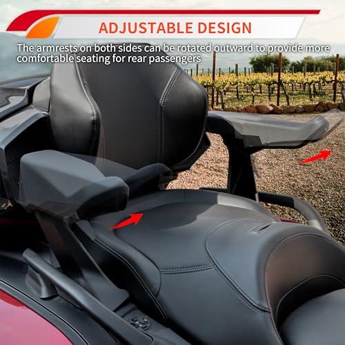 UTVSXPERT Passenger Armrests for Spyder RT 20-25, Adjustable Rear Passenger Arm Rest Kit for Can Am Spyder RT/Limited/Sea-to-Sky 2020-2025 Accessories, Replace #219401181 - Image 3