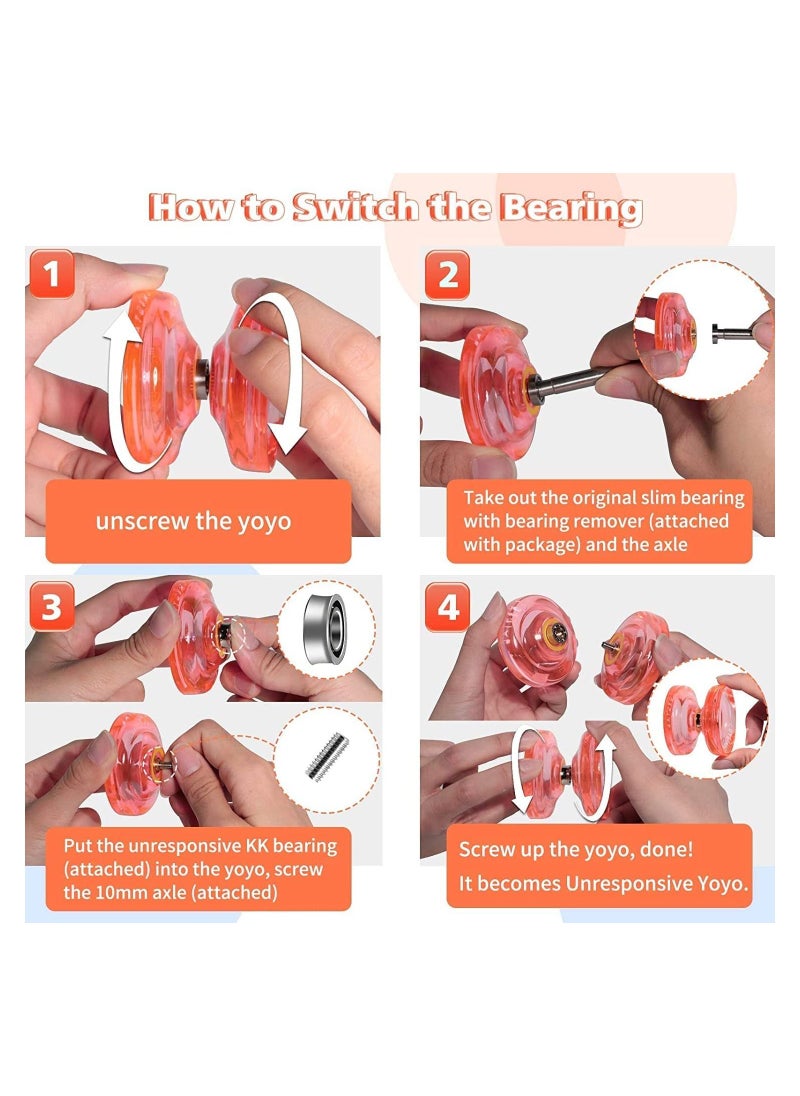 KASTWAVE - Responsive Yoyo K2 Crystal, Professional Dual Function Yoyo with Replacement Unresponsive Yoyo Bearing Removal 5 Yoyo Strings Holder Removal Bearing Tool for Advanced Yoyo Players Kids Beginners - Image 1