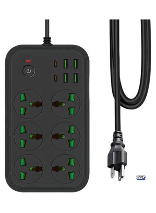 (EU Plug) 12-in-1 Power Strip with USB-C, Universal Extension Cord with 6 Wide Outlets & 4 USB Ports – 110-240V, Max 3000W, Wall Mount Plug Extender for European Travel & Work - pzsku/Z635E5C9A84B96B0D37D6Z/45/_/1739985921/904aa868-c01e-4052-8453-bfc8a5353fc0