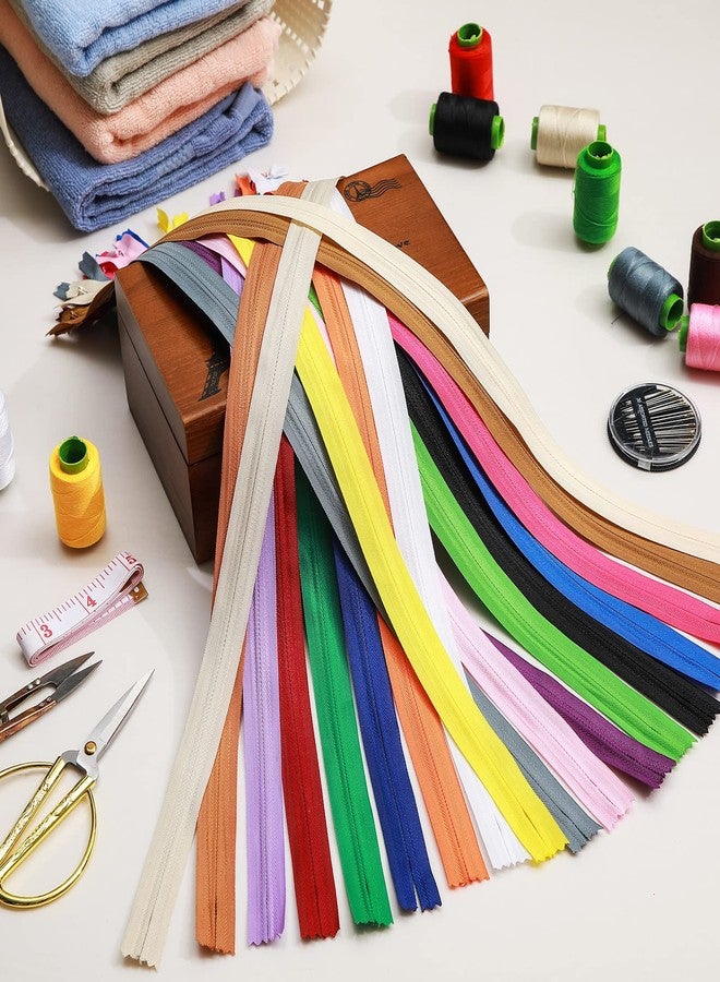 Giegxin 100 Pcs 22 Inch Nylon Invisible Zipper Bulk Conceal Zippers for Sewing Hidden Pillow Zippers for Fabric Craft Dress Pillow Tailor Garments Clothes Artisan Supply(Multi-Color) - Image 4