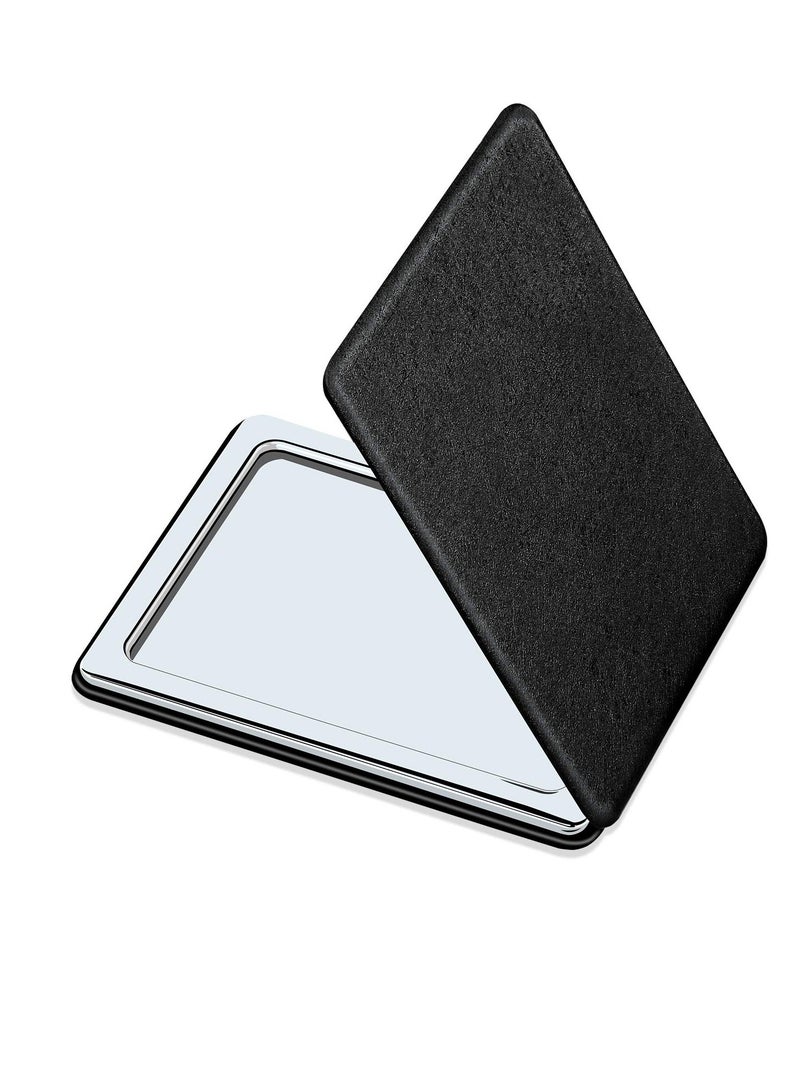 YTZJ Direct Compact Vanity Mirror for Men, Black, Travel Makeup Mirror for Handbag Pocket Wallet, Portable Double-Sided Magnifying Cosmetic Mirror for Daily, Work, Business  - Image 1