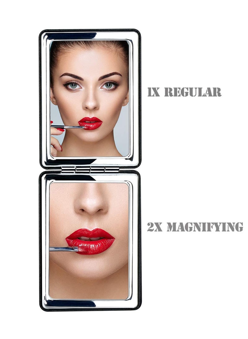 YTZJ Direct Compact Vanity Mirror for Men, Black, Travel Makeup Mirror for Handbag Pocket Wallet, Portable Double-Sided Magnifying Cosmetic Mirror for Daily, Work, Business  - Image 2