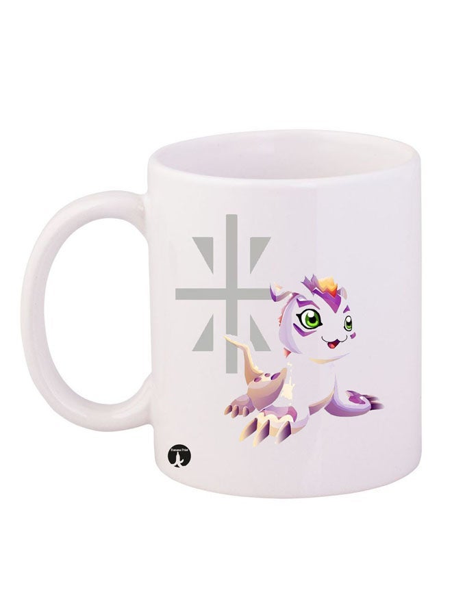 Anime Digimon Printed Mug White/Purple/Grey 11ounce