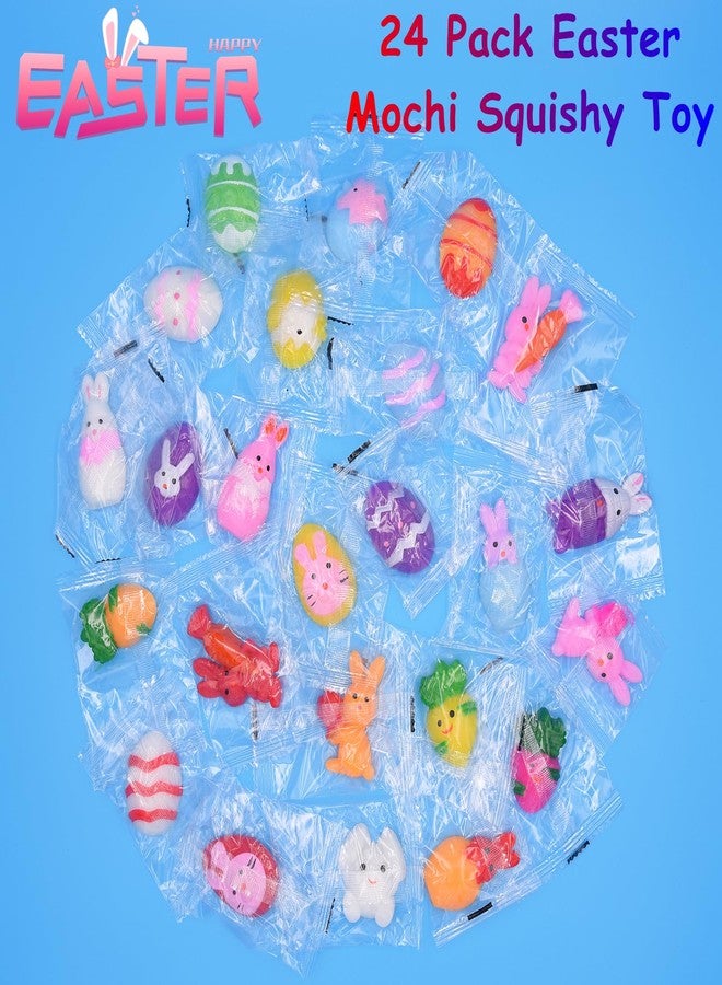 Howzcci 24 Pack Easter Mochi Squishy Toys Squishies Easter Toys with 24 PCS Plastic Easter Eggs for Kids Girls Boys Party Favors Easter Basket Stuffers Party Favors Candy Bags Gifts - Image 2