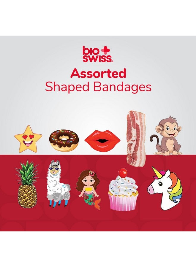 BioSwiss Bandages, Assorted Animal, Fun, and Food Shaped Self Adhesive Bandage, Latex Free Sterile Wound Care, 100 Count - Image 3