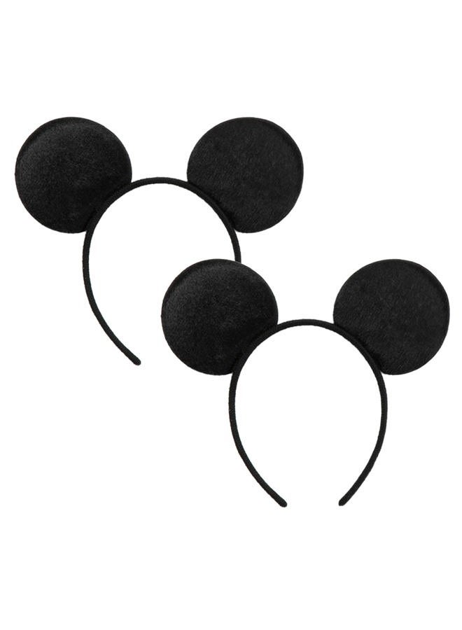 CHuangQi Mouse Ears Headband (Set of 2), Solid Black Ears for Boy & Girl Birthday Party, Party Favors - Image 1