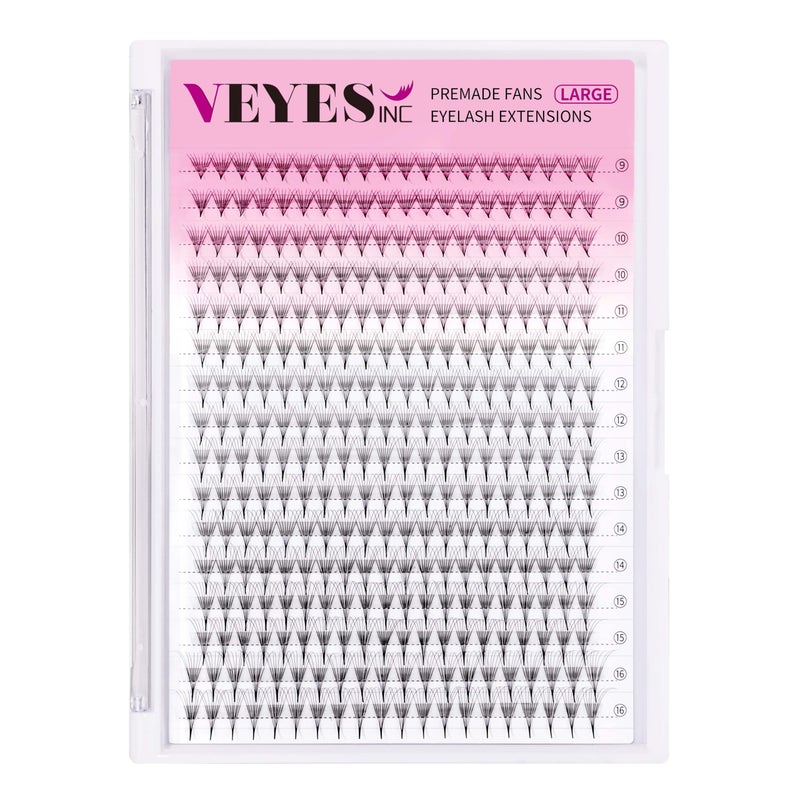 VEYES INC Premade Fans Eyelash Extensions 3D-24D C/D curl Natural & Volume Mixed Length Eyelash Tray, Professional Lash Supplies, Matte Black (8D 0.05 D 9-16mm) - Image 1