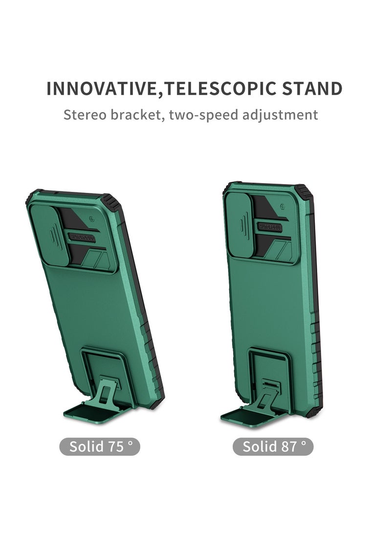 Vivo Y72 5G/ Y53S Green Mobile Phone Case Cover, Innovative Telescopic Bracket, Sliding Protection Camera Window, Bumper Shockproof Phone Back Cover  - Image 4