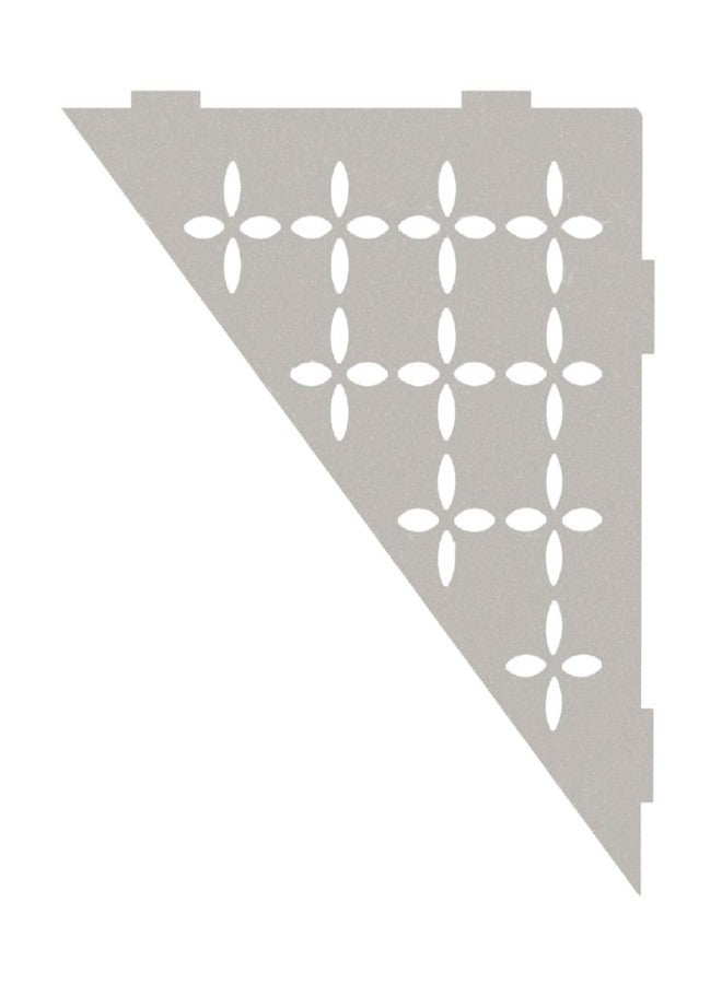 Schluter Triangular Corner Shelf for Tiled Walls - Floral Design, Aluminum Material, Greige Finish, 3/32" Thick Anchoring Tabs - SES1D5TSBG - Image 1