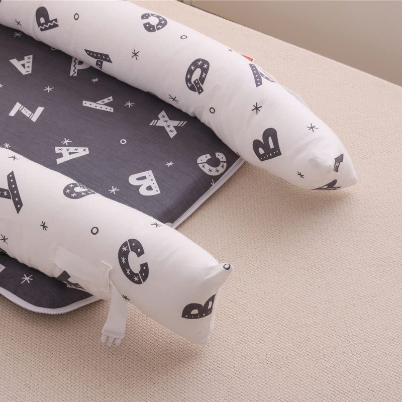 Loevin Baby Lounger for Newborn Portable Bag,Baby Nest Play Gym mat with Strap,Newborn Lounger Adjustable Size & Inner Zipper Lengthen Space to 24 Months(Letter Gray) - Image 3