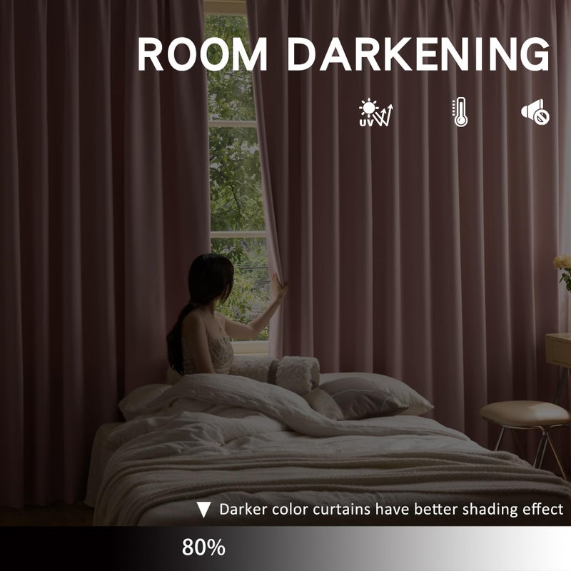 OYRING Pink Pinch Pleat Blackout Curtain 63 Inches Long  Room Darkening Thermal Insulated Rose Blush Pleated Curtains with Hooks for Girls Bedroom Nursery 52 by 63 Inch  1 Panel - Image 3