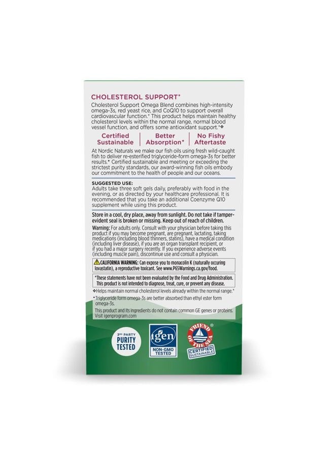 NORDIC NATURALS دعم الكوليسترول، ليمون - 60 كبسولة لينة - 975 أوميغا-3 + أرز الخميرة الحمراء و CoQ10 - كوليسترول طبيعي، دعم مضاد للأكسدة - EPA & DHA - غير معدّل وراثيًا - 20 حصة - Image 3
