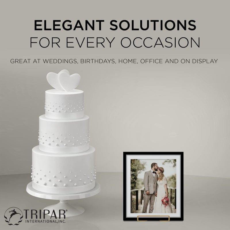 TRIPAR 6" Gold Painted Square Wire Easel Display Stand for Plates, Artwork, Picture Frame Plate Stand - Image 4