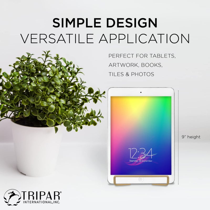 TRIPAR 6" Gold Painted Square Wire Easel Display Stand for Plates, Artwork, Picture Frame Plate Stand - Image 2