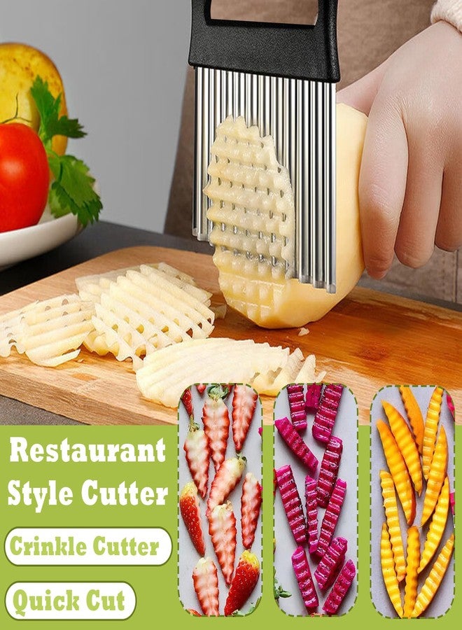 FANTEXY Large Crinkle Cutter For Veggies - Wavy Chopper, French Fry And Waffle Fry Cutter for Potatoes, Carrots, Stainless Steel Crinkle Cut Fries Tool - Image 2