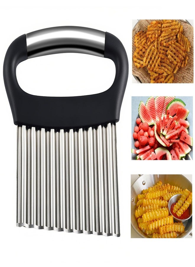 FANTEXY Large Crinkle Cutter For Veggies - Wavy Chopper, French Fry And Waffle Fry Cutter for Potatoes, Carrots, Stainless Steel Crinkle Cut Fries Tool - Image 1