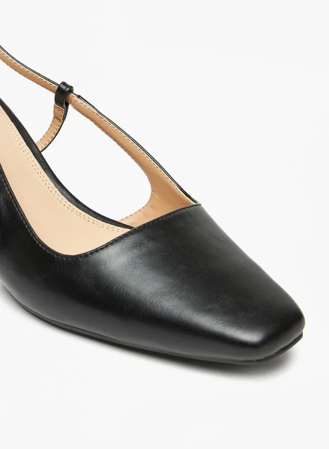 سيليست Women's Solid Sling Back Mules with Kitten Heels