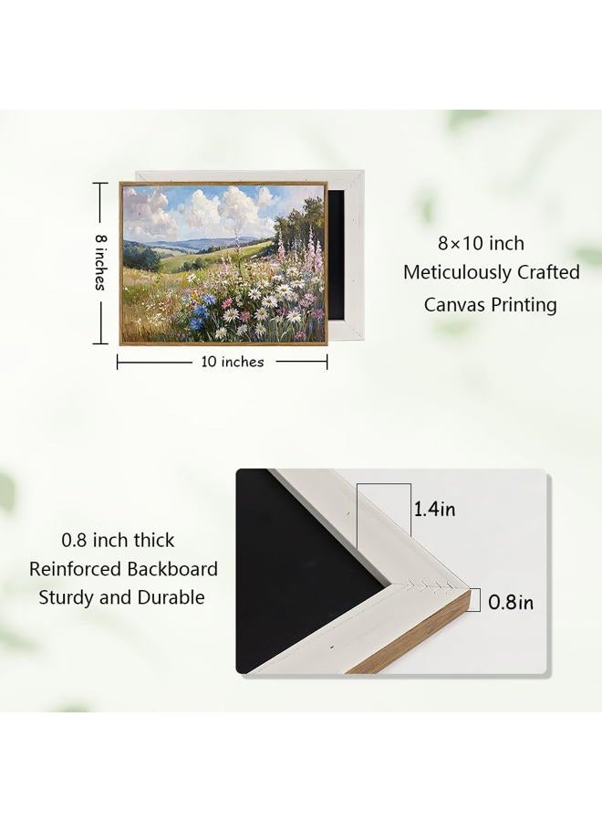 Prabahdak Framed Canvas Wall Art Prints Wildflower Oil Painting Aesthetic Room Decor Nature Rural Wilderness Landscape Poster Pictures Prints for Bathroom, Bedroom LivingRoom 8×10inch - Image 5