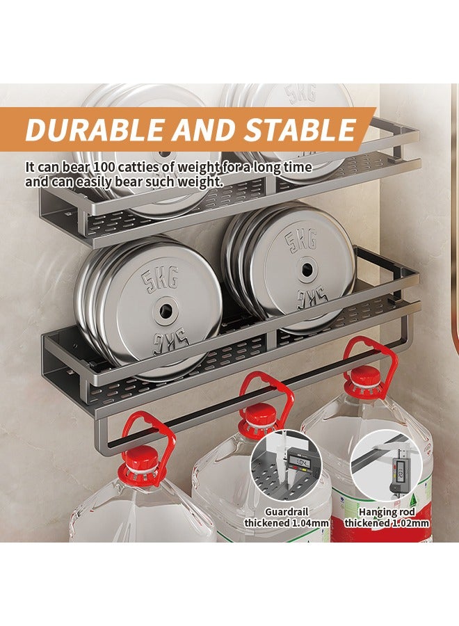 Shower Caddy, Wall-Mounted Bathroom Organizer with Hooks, Rust-Resistant Shower Shelf Towel Rack for Towels, Toiletries, Shampoo, cosmetics, 23.6*4.7*1.9 Inch  - Image 5