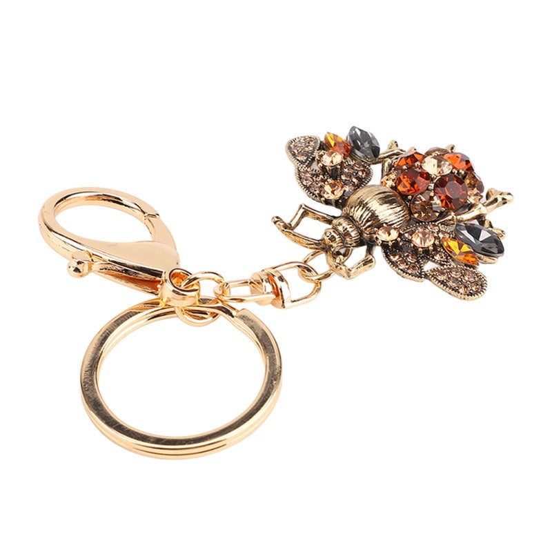 Bee Keychain: Alloy & Rhinestone Material, Compact Portable Design, Elegant Decorative Pendant - Shiny Bee Shape for Bag Wallet Phone Car Decoration, Exquisite Gifts for Girls - Image 1