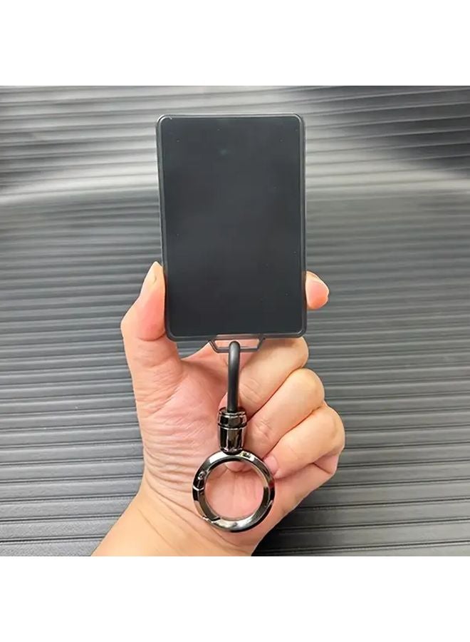 White Tesla Key Card Holder with Round Ring Pendant for Model Y 3 X - Image 3