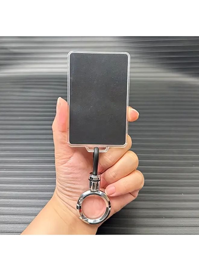White Tesla Key Card Holder with Round Ring Pendant for Model Y 3 X - Image 1