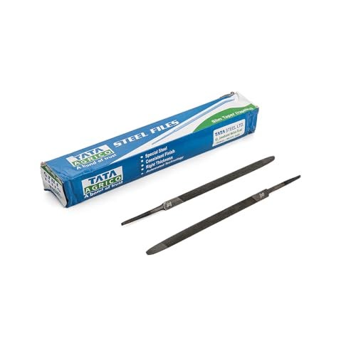 AGRICO Tata Agrico 125mm Slim Taper Saw File Set Steel for Sharpening Steel for Sharpening | Precision Metal & Wood Filing Tool, Square & Flat | FIL008 (Grey, Set of 10) - Image 2