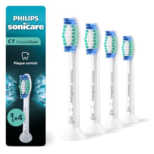 Philips Sonicare C1 SimplyClean Genuine Replacement Electric Toothbrush Heads White 4 Pack One Year Supply HX601465 - Image 1