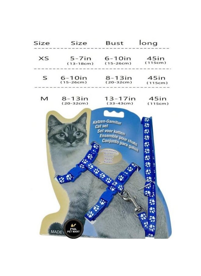 PET Nylon Pet Collars Leashes Harnesses Pet Cat Dog Leash Harness Pow Print Pattern Durable Adjustable Cat Leash Collar And Harness Set Leash Set  - Image 2