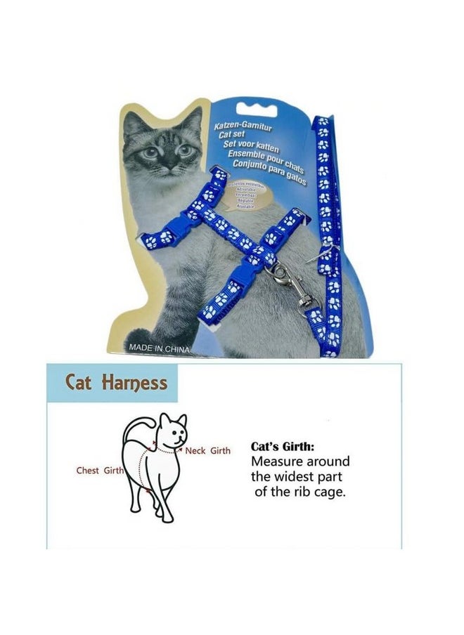 PET Nylon Pet Collars Leashes Harnesses Pet Cat Dog Leash Harness Pow Print Pattern Durable Adjustable Cat Leash Collar And Harness Set Leash Set  - Image 3
