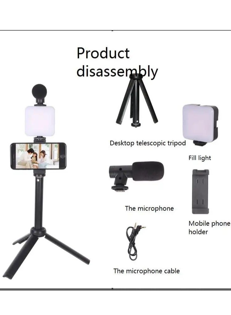 AY49T Smartphone Vlogging Kit for Starter Video Recording Microphone  Tripod  Phone Clip for YouTube Tiktok Instagram Fitness Yoga - Image 1