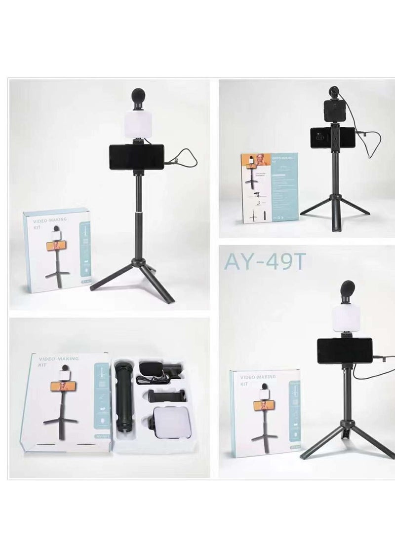 AY49T Smartphone Vlogging Kit for Starter Video Recording Microphone  Tripod  Phone Clip for YouTube Tiktok Instagram Fitness Yoga - Image 2