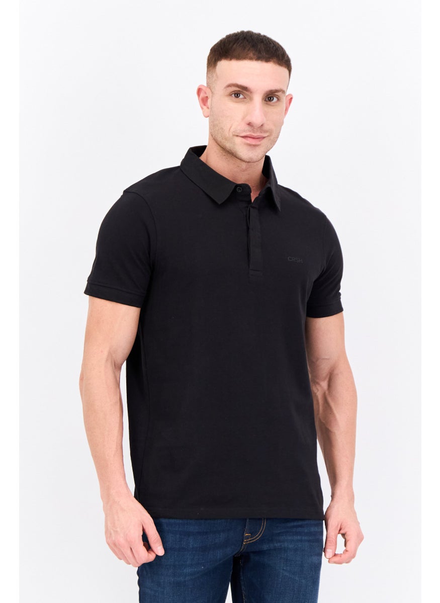 CROSSHATCH Men Regular Fit Embroidered Logo Short Sleeves Polo, Black  - Image 1