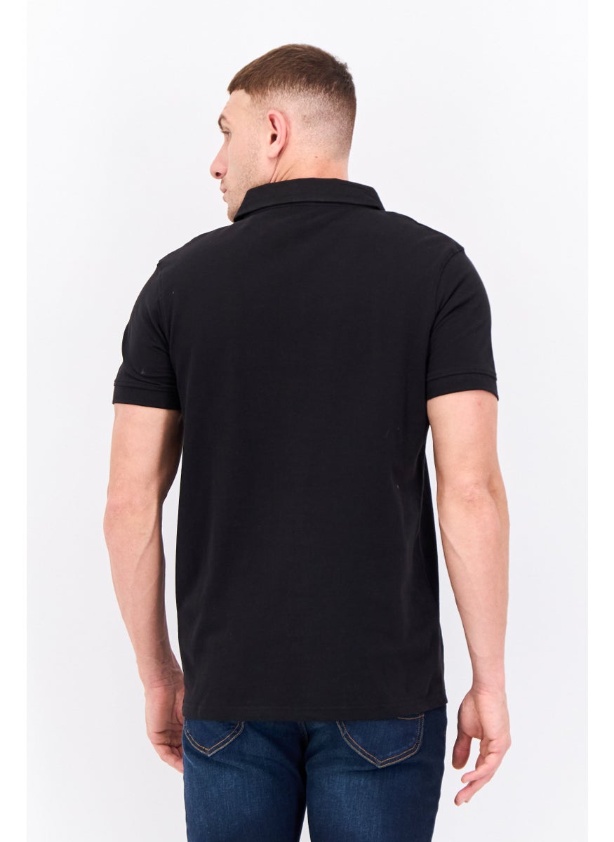 CROSSHATCH Men Regular Fit Embroidered Logo Short Sleeves Polo, Black  - Image 3