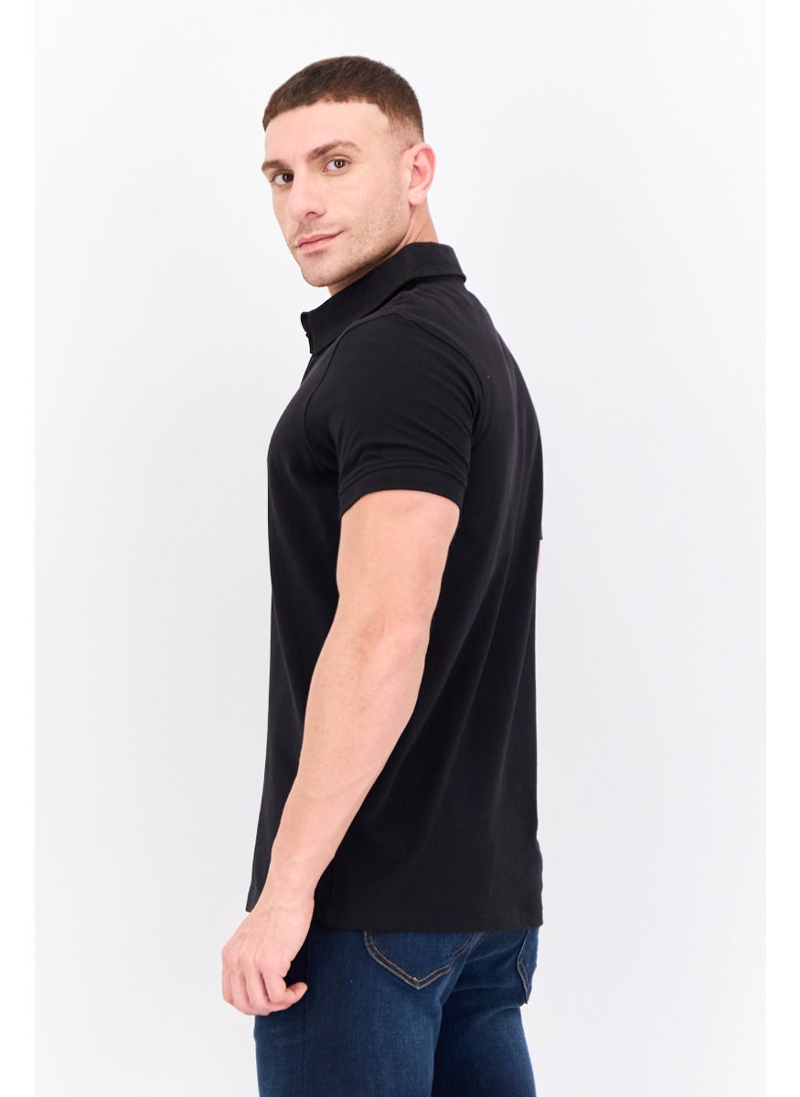 CROSSHATCH Men Regular Fit Embroidered Logo Short Sleeves Polo, Black  - Image 2