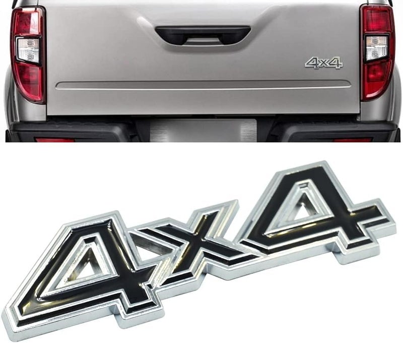 AutoBizarre 3D Raised 4x4 Metal Monogram Emblem Badge Sticker for All Cars & Bikes (Black Silver) - Image 1