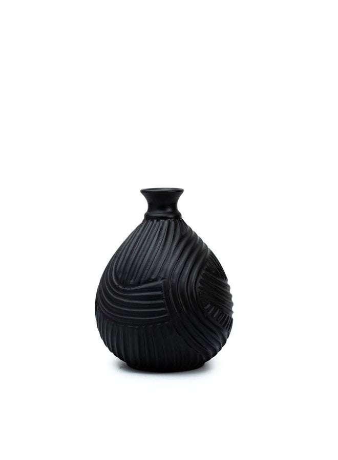 Balkans Handmade Pottery Vase Indoor, H 23 cm - Black