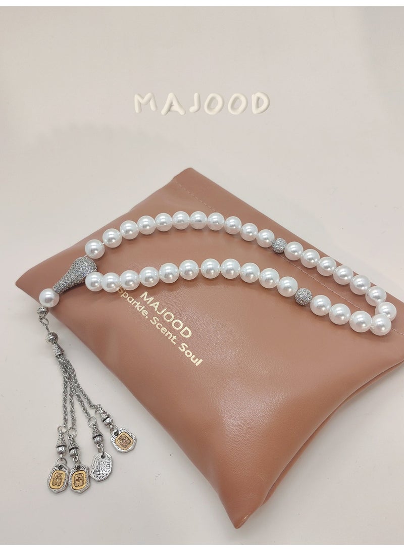 موجود التصميم الأصلي/33 خرزة صلاة من اللؤلؤ الكريستالي/تسبيح/10 ملم - Image 1