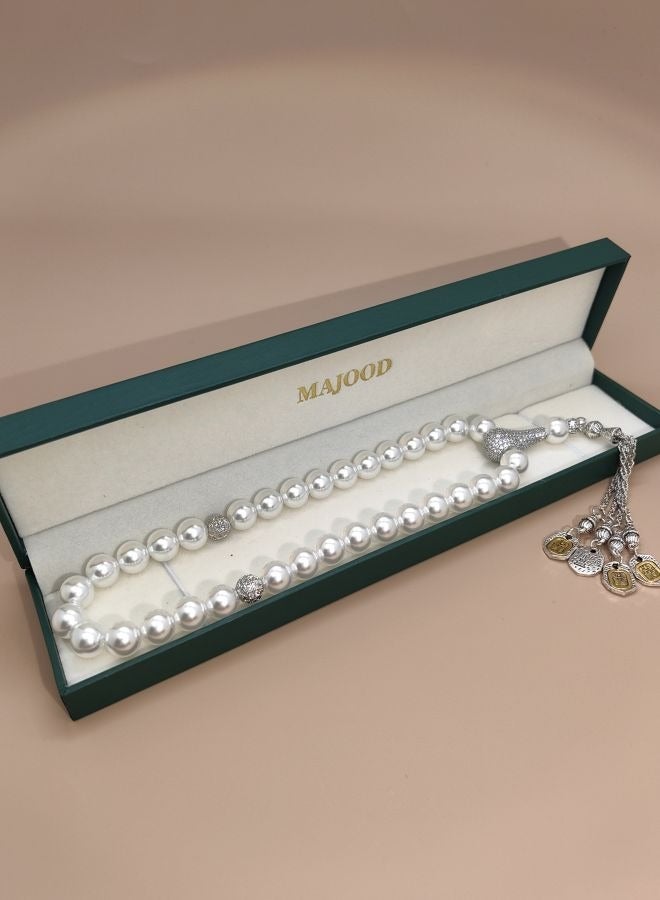 موجود التصميم الأصلي/33 خرزة صلاة من اللؤلؤ الكريستالي/تسبيح/10 ملم - Image 5