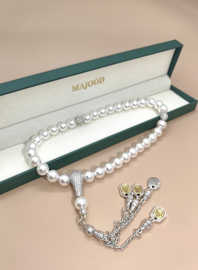 موجود التصميم الأصلي/33 خرزة صلاة من اللؤلؤ الكريستالي/تسبيح/10 ملم - Image 3