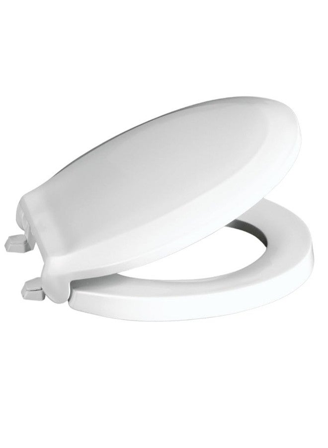 Centoco Toilet Seat Round, Closed Front with Cover, Heavy Duty Commercial, Stainless Steel Hinge, Plastic, Made in the USA, 440STS-001, White