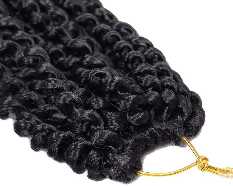 Dorsanee Black Passion Twist Hair 16 Inch 7 Packs Water Wave Crochet Hair Long Bohemian Curly Braiding Hair for Butterfly Locs, Faux Locs, Boho Style Spring Twist Crochet Braids (1#) - Image 4