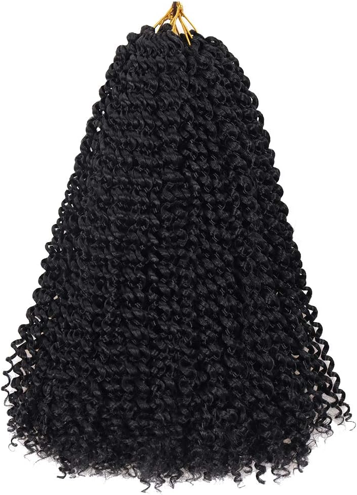 Dorsanee Black Passion Twist Hair 16 Inch 7 Packs Water Wave Crochet Hair Long Bohemian Curly Braiding Hair for Butterfly Locs, Faux Locs, Boho Style Spring Twist Crochet Braids (1#) - Image 1