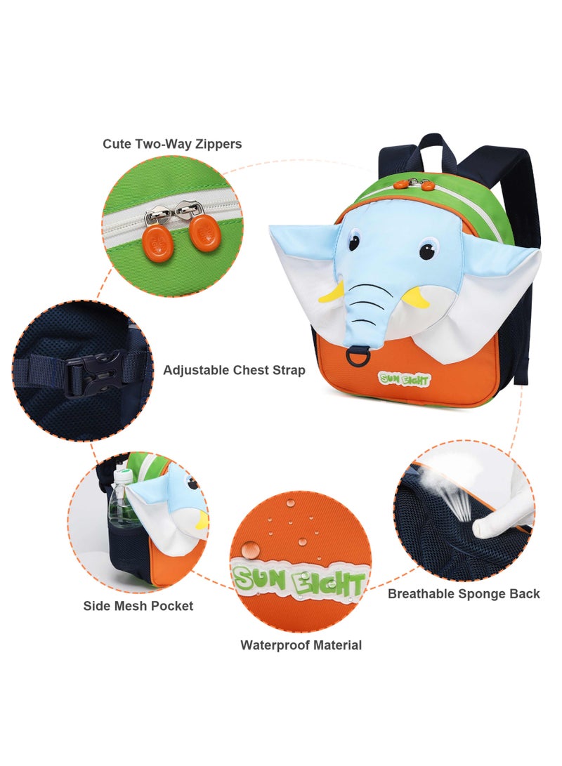 SUN EIGHT Adorable Elephant Kids Backpack Lightweight Waterproof Safety Leash Perfect for Toddlers & Preschoolers, SE22138 - Image 3