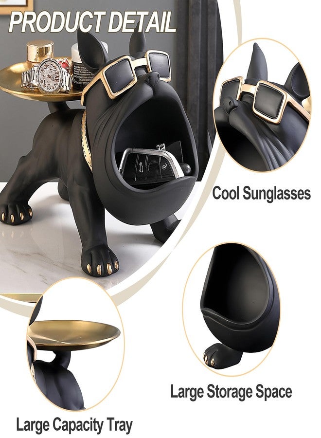 Huhote French Bulldog Statue，Resin Bulldog Dog Tray Statue，Table Tray Key Holder Bowl，French Bulldog Gifts Accessories，Statues for Home Decor Entryway Decor (Black) - Image 5