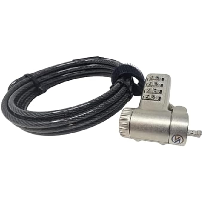 Sendt BLACK UNIVERSAL NOTEBOOK LAPTOP COMBINATION LOCK SECURITY CABLE FOR KENSINGTON WEDGE NANO AND MOST OTHER SECURITY SLOTS - Image 1